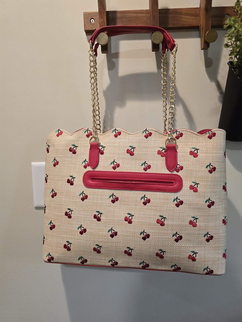 🍒Betsey Johnson Stylish Cherry Print Tote Bag with Red Cherry Charm - Picture 6 of 12